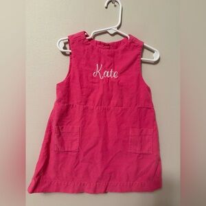 Classic Whimsy Pink Jumper Dress Embroidered with the name Kate